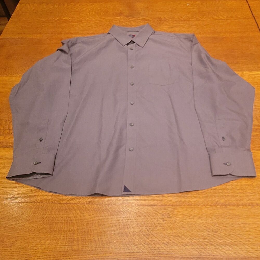 Untuckit Relaxed Fit Wrinkle Free 2XL Gray Long Sleeve Shirt Gray
